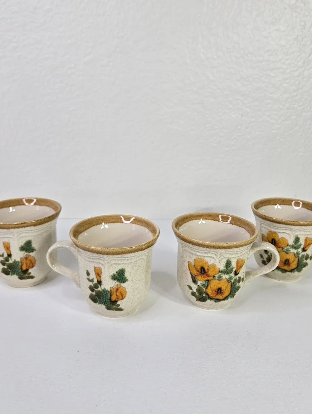 Vintage Mikasa Garden Club Petunias EC401 Stoneware Coffee Mug Tea Cup‎ Set of 4